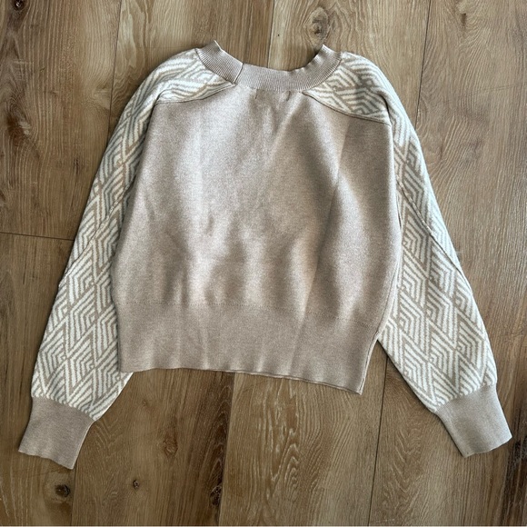 Crazy Soft Cynthia Rowley Tan/Brown/Cream Sweater With Diamond Patterned NWT Sml - Picture 2 of 4